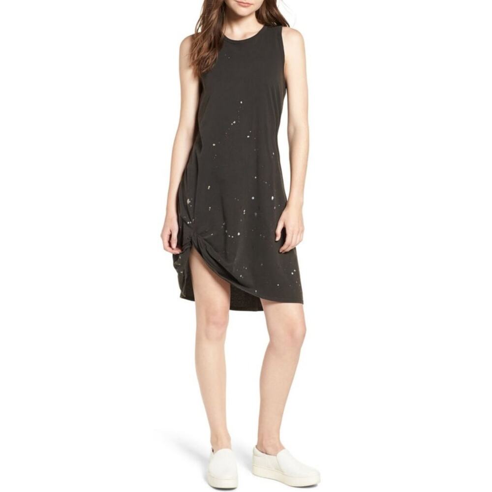 n:Philanthropy Gray Lori Distressed Paint Splatter Midi Dress Women's Medium